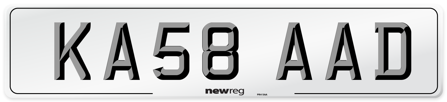 KA58 AAD Number Plate from New Reg